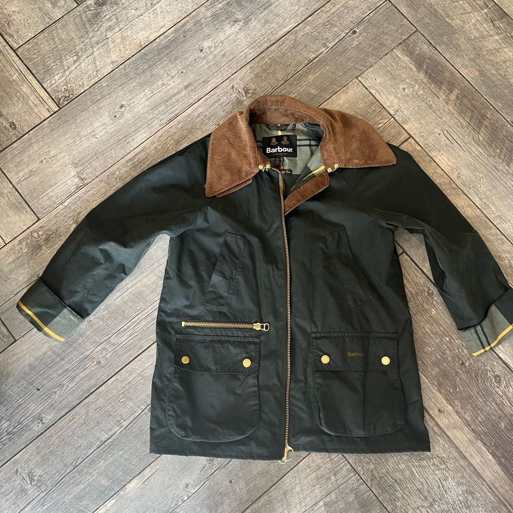 Barbour Olive Jacket with Brown Trim